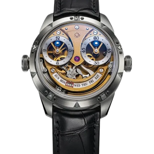 Theatre Of Joker Golden Mask Unique Wristwatch Silver And Gold Black Strap