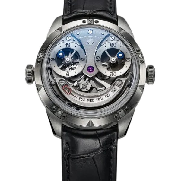 Theatre of Joker Iron Mask Unique Wristwatch Silver Black Strap